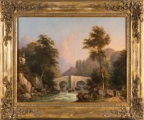 Circle of William Westall [1781-1850]- Shaugh Prior Bridge, Plym Valley,