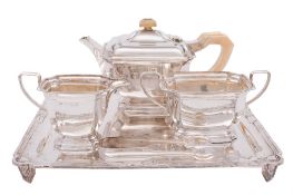 A George V silver four-piece tea service, maker Elkington & Co, Birmingham,