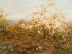 James Aumonier [1831-1911]- Blossom in an orchard,
