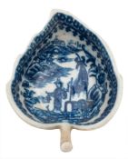 A Caughley butter boat: of leaf shaped form,