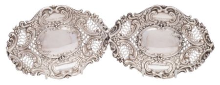 A pair of Victorian silver bon bon dishes, maker Synyer & Beldoes, Birmingham,