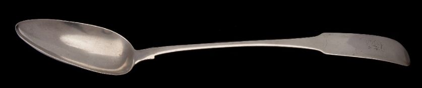 A William IV Irish silver fiddle pattern serving spoon, maker R.
