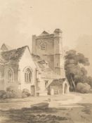 Paul Sandby Munn [1773-1845]- Leatherhead Church, Surrey,
