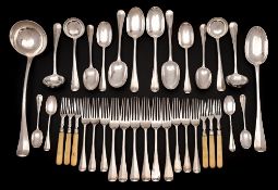 A George V Silver Hanoverian pattern flatware service, maker George Jackson & David Fullerton,