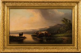 Leslie Smythe [19th Century]- Sunset over an upland lake,
