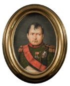 Attributed to Jean Baptiste Isabey [1767-1855]- Miniature portrait of Napoleon, bust-length,