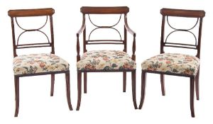 A set of six Regency mahogany dining chairs:,