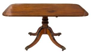 A Regency mahogany and inlaid rectangular breakfast table:,