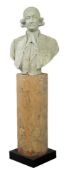 An early 19th century carved white marble bust of a French gentleman: unsigned,
