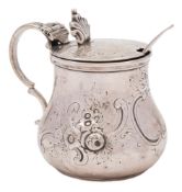 A Victorian silver mustard pot and cover, maker Edward Charles Brown, London,