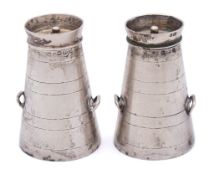 A pair of Victorian novelty pepperettes, maker Cornelius Saunders & Frank Shepherd, Chester,