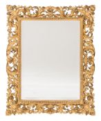 A 19th Century carved giltwood Florentine rectangular mirror:,