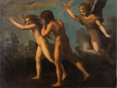Attributed to the Flemish School [17th/18th Century]- Expulsion from the Garden of Eden:- oil on