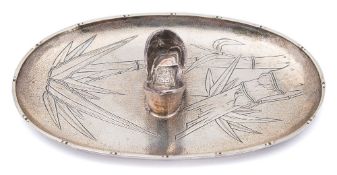 A Chinese silver stand possibly for an opium pipe,