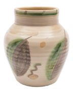 A Susie Cooper pottery vase: of ribbed oviform with raised neck,