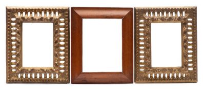 A pair of 19th Century carved giltwood small picture frames, apertures 13.5 x 9.5cm.
