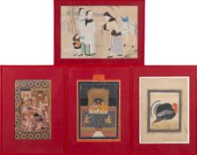 A collection of three Mughal School pictures: including a turkey, lover seated on a balcony,