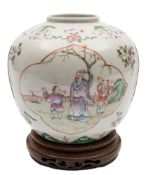 A Chinese famille rose ginger jar and a similar jug: both 19th century,