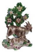 A Bow group of a goat and kid: the female goat standing behind her kid,