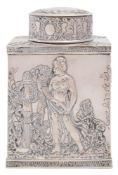 A Continental silver tea caddy and cover,
