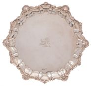 A Victorian silver salver, maker Atkin Brothers, Sheffield, 1897: crested,