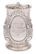 A Victorian silver mug, maker AGGP or ACCP, London, 1861: inscribed,