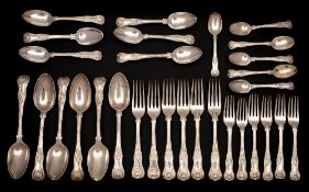 A matched Kings pattern part flatware service, makers William Eaton, London, 1836 and George Adams,