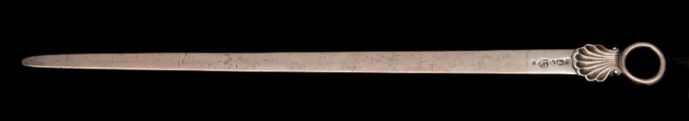A George III silver meat skewer, maker John Wakelin & William Taylor, London,