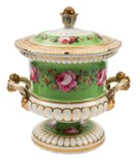 An early 19th century English pot pourri jar, cover and inner cover: in the Derby manner,
