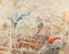 * Marjorie Sherlock [1897-1973]- Bampton Fair, Wet Day,:- signed,