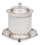 A George V silver biscuit barrel, maker Atkin Brothers, Sheffield, 1914: of cylindrical outline,