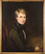 Circle of Sir Thomas Lawrence [1769-1830]- Portrait of a young gentleman artist standing at an