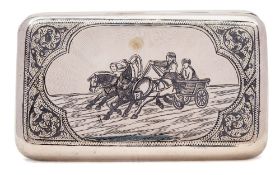 An Imperial Russian silver and niello cigarette case, assay master A.