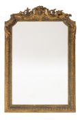 A 19th Century carved giltwood and gesso overmantel mirror:,