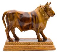 A Portuguese majolica 'decanter' figure of a bull: by Mafra, Caldas de Rainha,