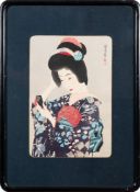 After Ito Shinsui (1898-1972) Bijin arranging her hair: polychrome woodblock print, 32.5 x 22cm.