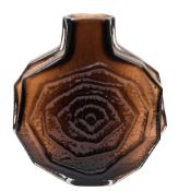 A James Powell & Sons Whitefriars textured 'banjo' vase: in cinnamon,