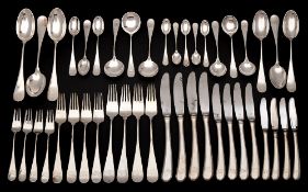 A Danish sterling silver flatware service by A Michelsen, Copenhagen: initialled,