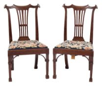 A pair of George II mahogany dining chairs:,