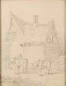 Attributed to Robert Dixon [1780-1815]- Farmer and work horses outside a thatched cottage,