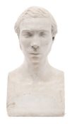 A 19th century carved white marble bust of a gentleman: unsigned, 49cm high.