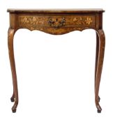 A 19th Century Dutch mahogany and floral marquetry side table:, of serpentine outline,