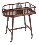 A George III mahogany plate and cutlery stand of Canterbury type:,