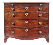 A Regency mahogany and inlaid bow-fronted chest:,