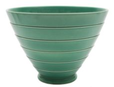 A Wedgwood annular bowl and two tankards by Keith Murray: the former of flaring footed form cut