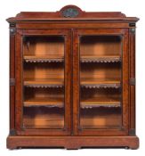 A Victorian mahogany and ebony banded low bookcase:,
