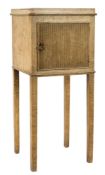 An early 19th Century painted and simulated maple square tray top pot cupboard:,