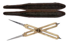 Messer, London, a pair of 19th century brass proportional compasses in shagreen case: signed Mefser,