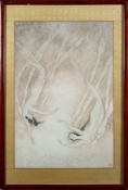 Huang Zhong-Chang A 20th century painting on silk: depicting flying celestial beings set against