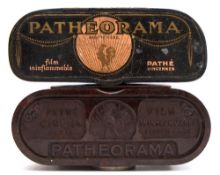 A bakelite 'Patheorama' viewer together with a paper mache example and a collection of nine